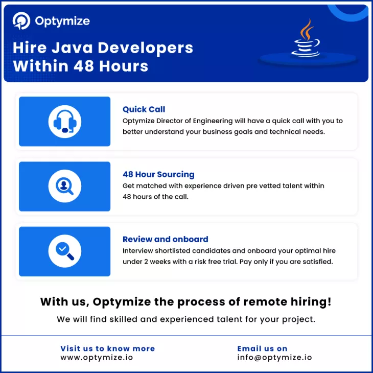 Hire Dedicated Virtual Java Developers Within 48 Hours | Optymize 
