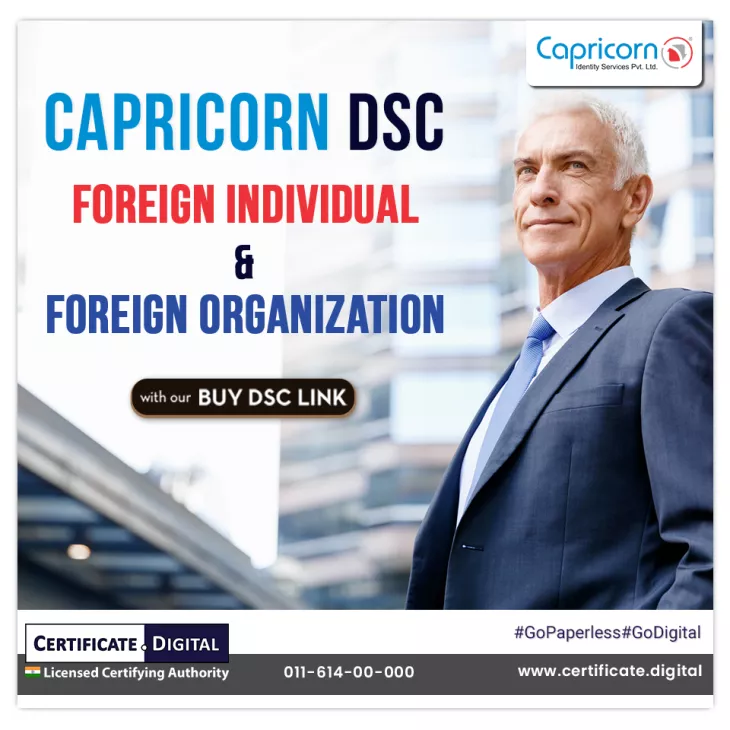 Dsc for foreign nationals helps with identity verification and encourages them to conduct secure online transactions. 