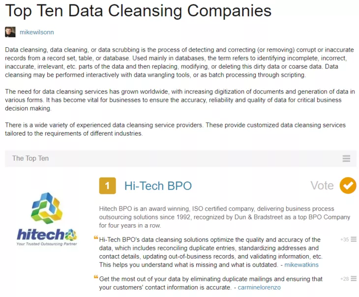 top ten data cleansing cfompanies